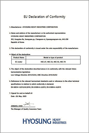 CE Declaration of Conformity 315 ~ 630